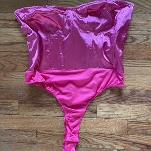 Pink Satin Bodysuit